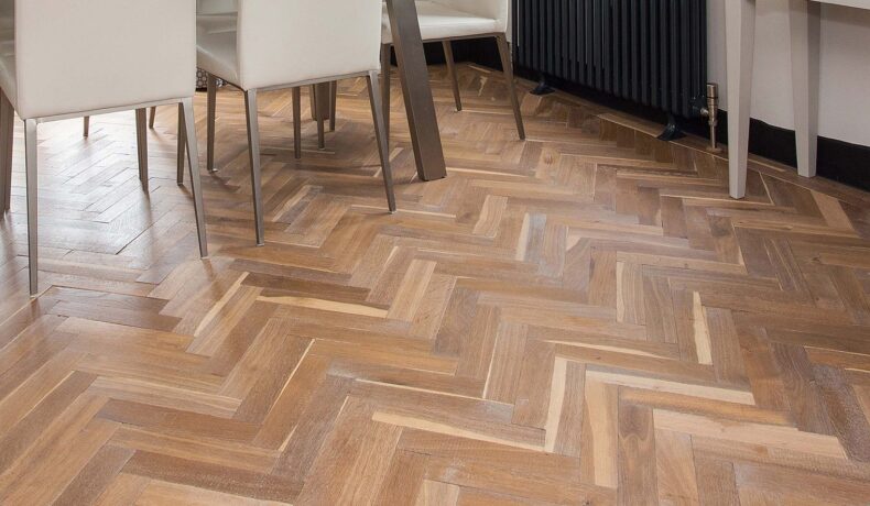 Chevroned wooden floor