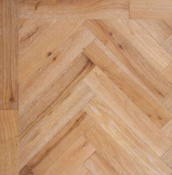 Bespoke light brown and light grey Herringbone engineered parquet wood flooring