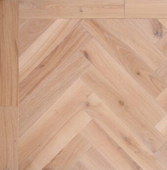 Bespoke light brown and light grey Herringbone engineered parquet wood flooring