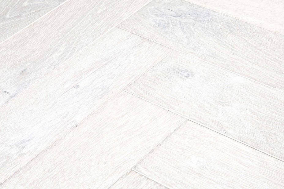 Bespoke white Herringbone engineered parquet wood flooring