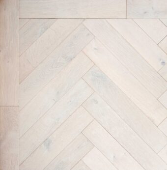 Bespoke white Herringbone engineered parquet wood flooring