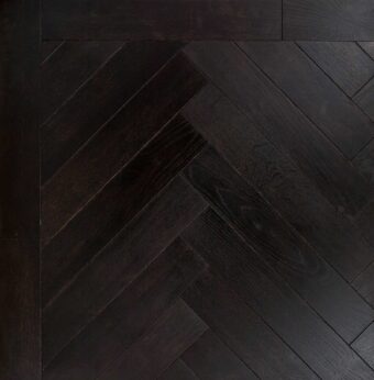 Bespoke black Herringbone engineered parquet wood flooring