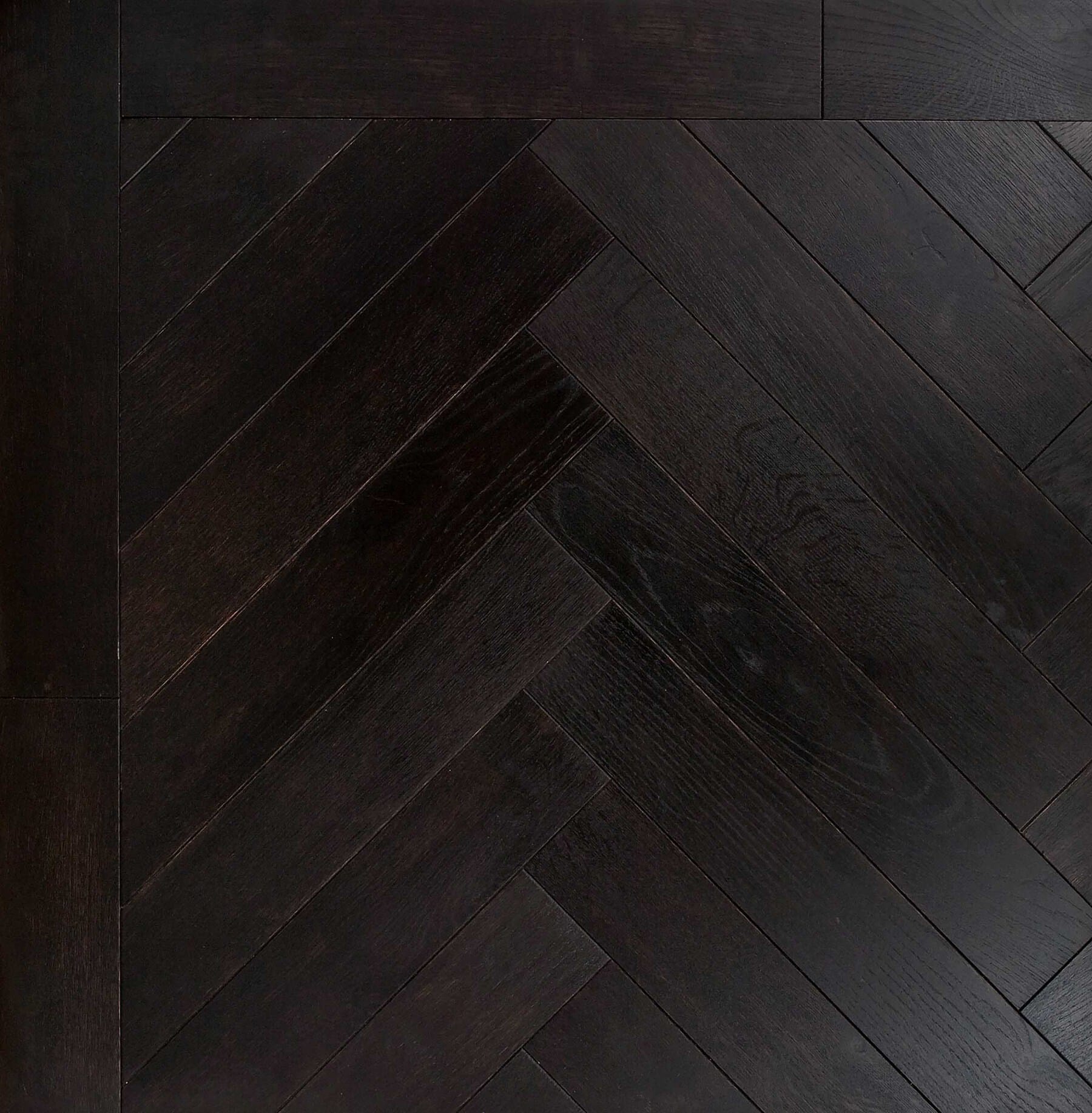 Bespoke black Herringbone engineered parquet wood flooring