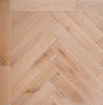 Bespoke light brown and grey Herringbone engineered parquet wood flooring