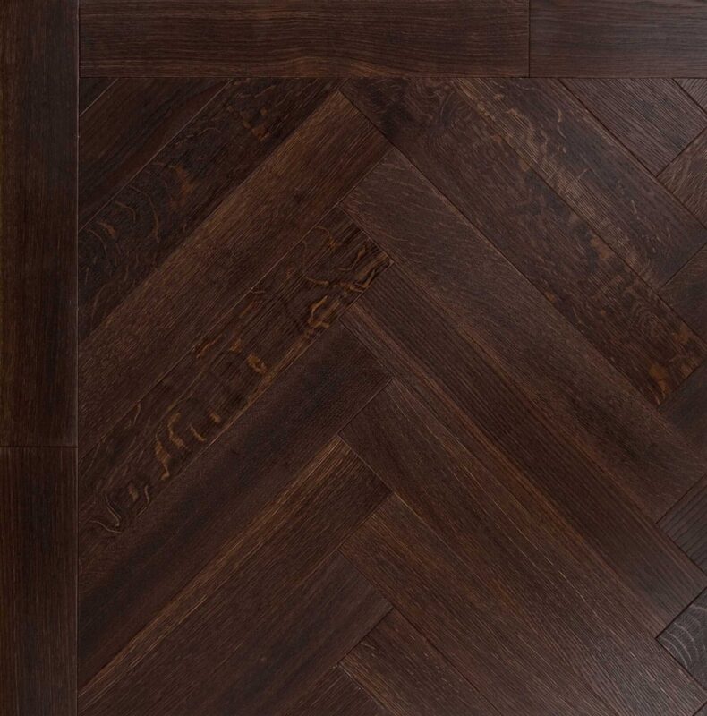 Bespoke dark brown Herringbone engineered parquet wood flooring