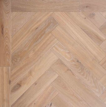 Bespoke brown and grey Herringbone engineered parquet wood flooring