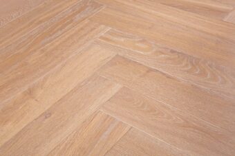 Bespoke brown and grey Herringbone engineered parquet wood flooring