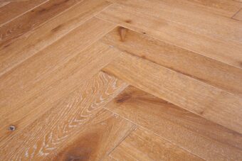 Bespoke brown and light brown Herringbone engineered parquet wood flooring