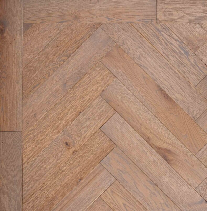 Bespoke brown and dark brown Herringbone engineered parquet wood flooring