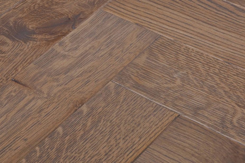 Bespoke brown and dark brown Herringbone engineered parquet wood flooring