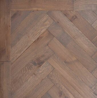 Bespoke brown and dark brown Herringbone engineered parquet wood flooring