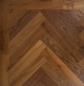 Bespoke brown and dark brown Herringbone engineered parquet wood flooring