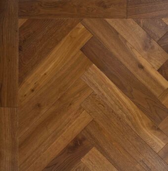 Bespoke brown and dark brown Herringbone engineered parquet wood flooring