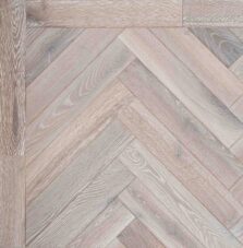 Bespoke grey and white Herringbone engineered parquet wood flooring