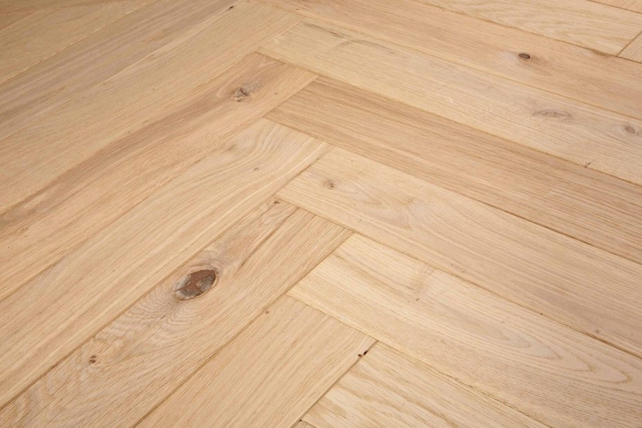 Bespoke light brown and grey Herringbone engineered parquet wood flooring