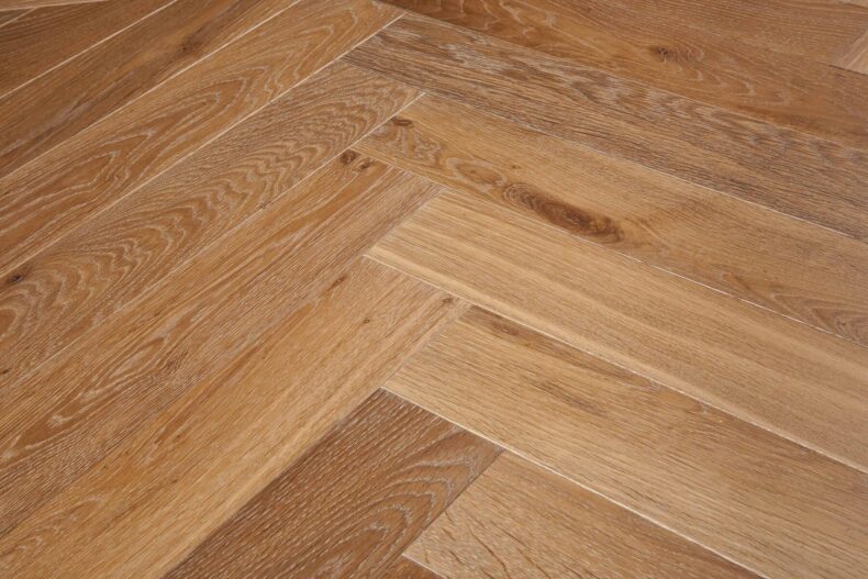 Bespoke brown and dark brown Herringbone engineered parquet wood flooring