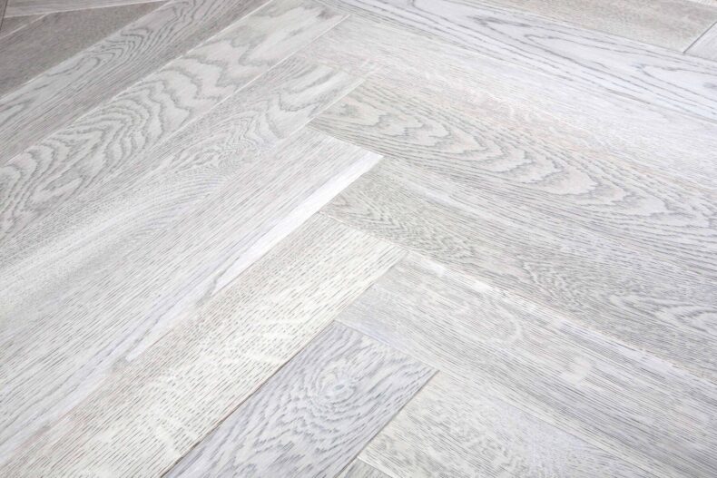 Bespoke grey Herringbone engineered parquet wood flooring