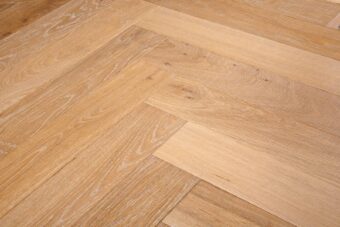 Bespoke light brown and grey Herringbone engineered parquet wood flooring