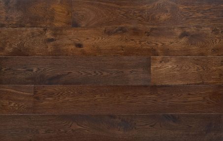 Bespoke dark brown engineered wood flooring in multi-width planks