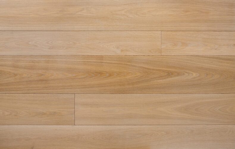 Bespoke light brown and light grey engineered wood flooring in multi-width planks