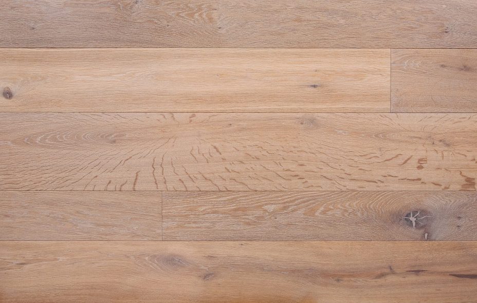 Bespoke light brown and grey engineered wood flooring in multi-width planks