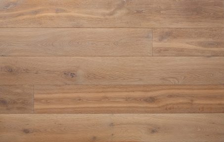 Bespoke brown and light brown engineered wood flooring in multi-width planks