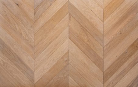 Bespoke brown and light brown chevron engineered parquet wood flooring