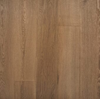 Mid-brown engineered wood flooring oak select grade 190mm wide with brushed surface finished with natural oil in Surrey
