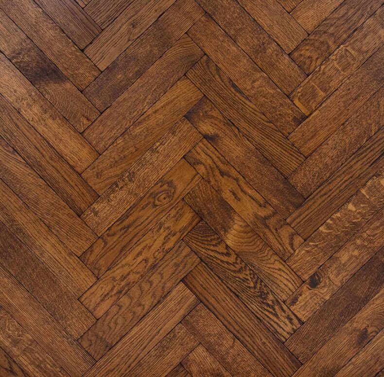 Light brown engineered oak wood flooring rustic grade 190mm wide lightly brushed finished with natural oil in Surrey