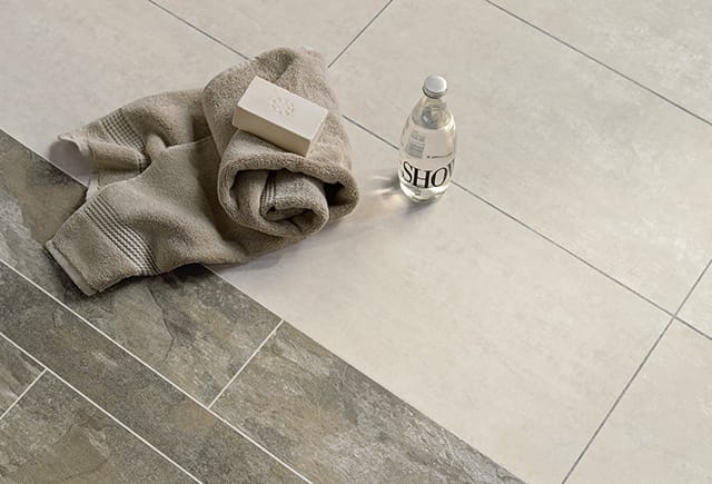 View of White Metalstone 2332 luxury vinyl tile by Camaro