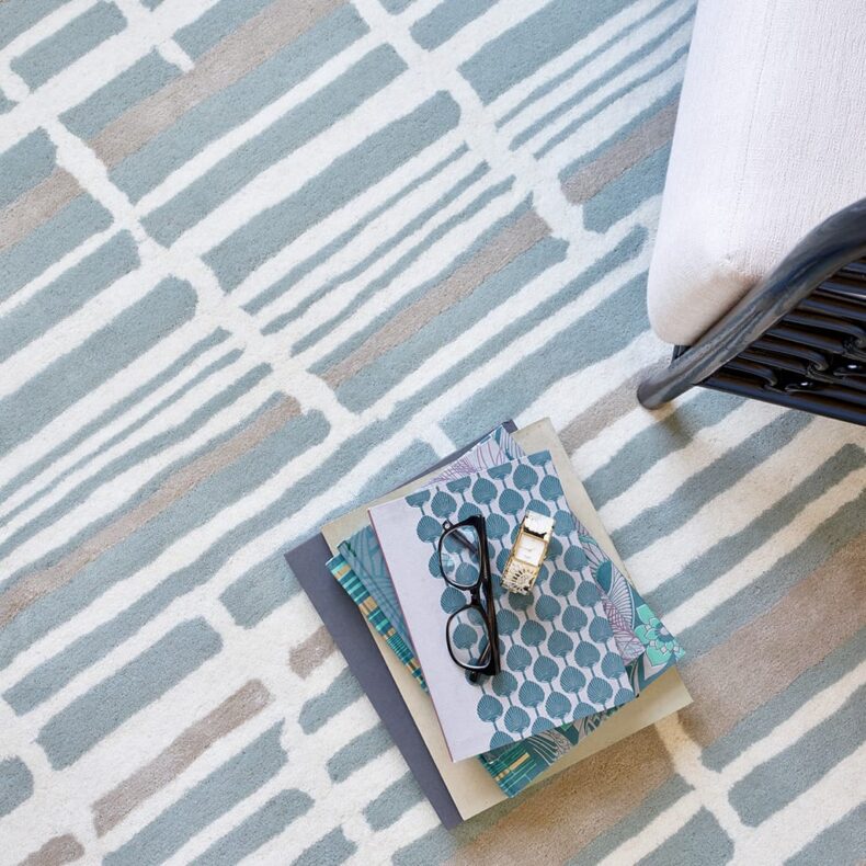 Tortoiseshell Stripe Jade 39808 rug by Florence Broadhurst
