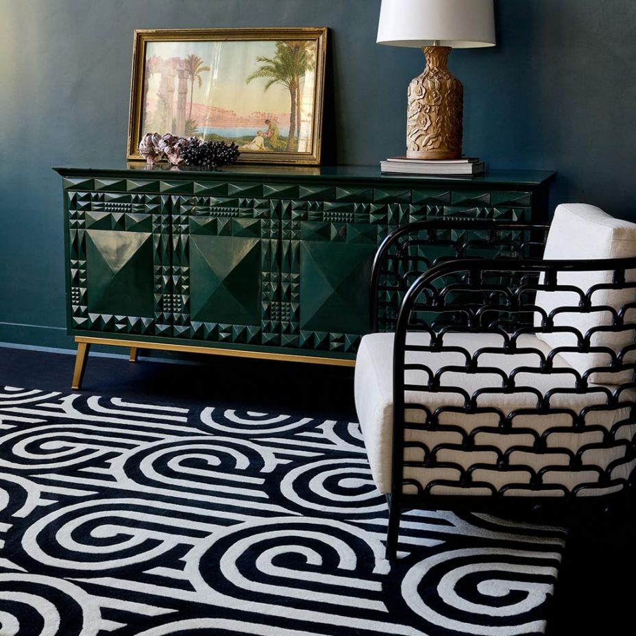 Turnabouts Black 39205 rug by Florence Broadhurst