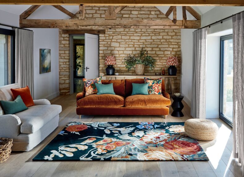 Stapleton Park Navy Burnt Orange 45318 rug by Sanderson