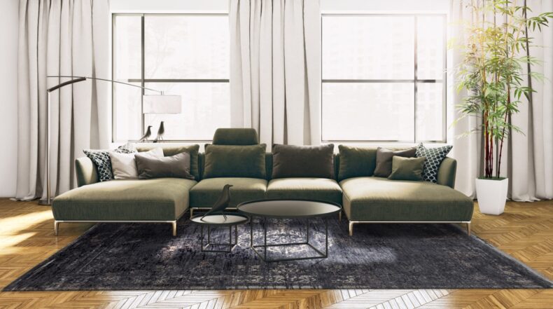 Fading World Collection Medallion Mineral Black 8263 rug by Louis De Poortere