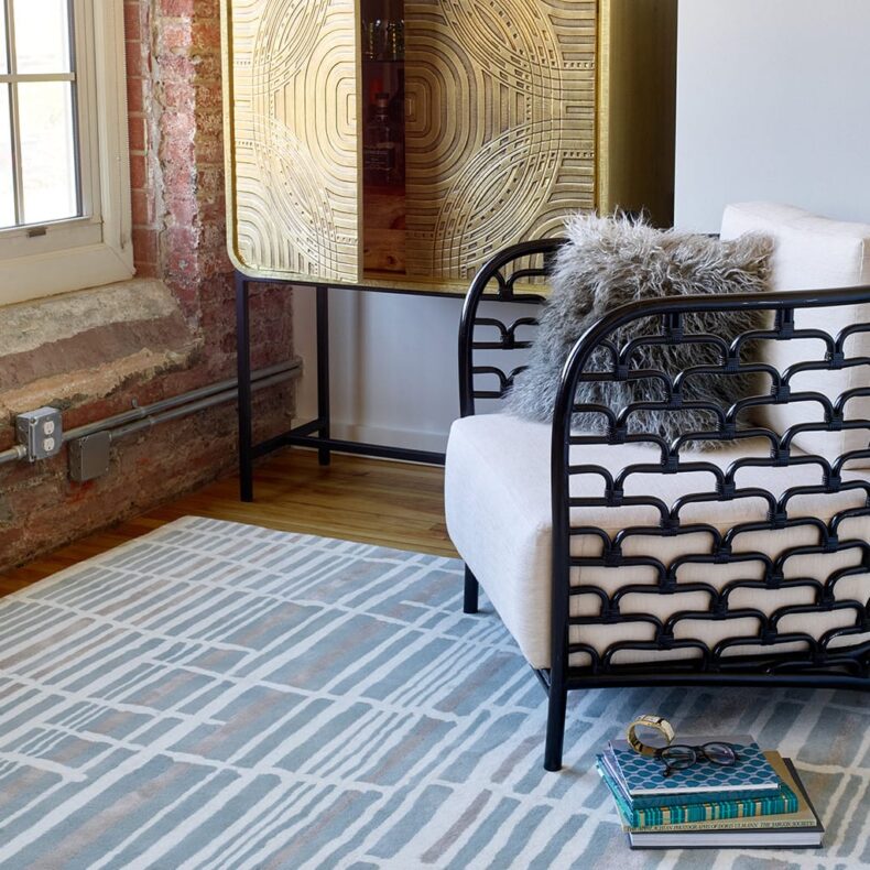 Tortoiseshell Stripe Jade 39808 rug by Florence Broadhurst