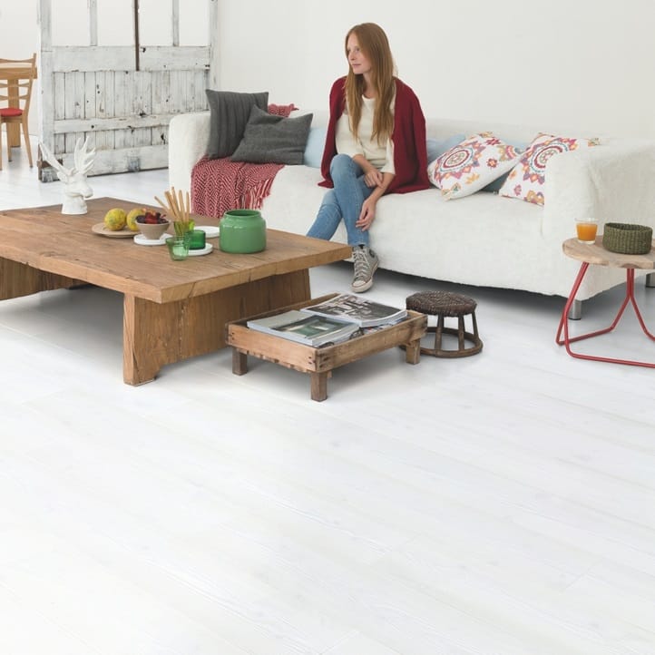 View of White Planks IMU1859 laminate tile by Quick-Step