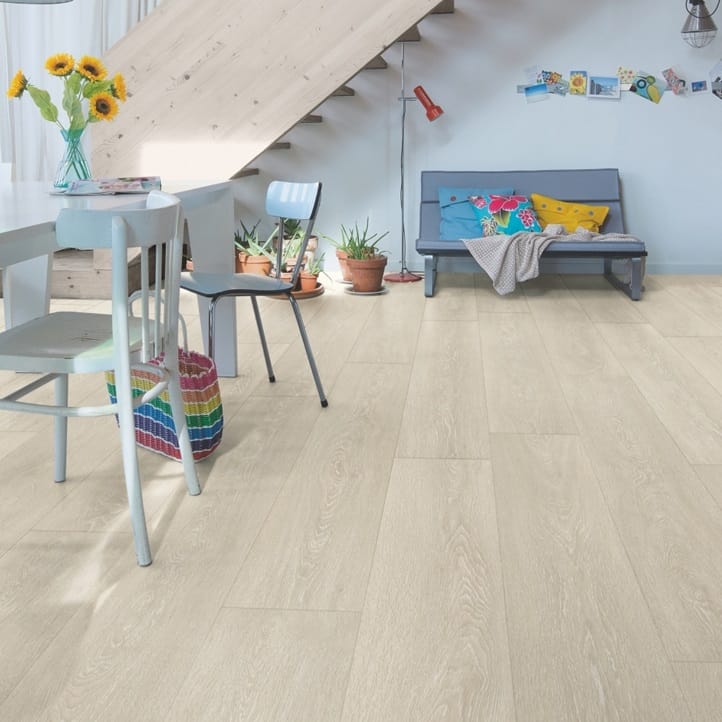 View of Valley Oak Light Beige MJ3554 laminate tile by Quick-Step