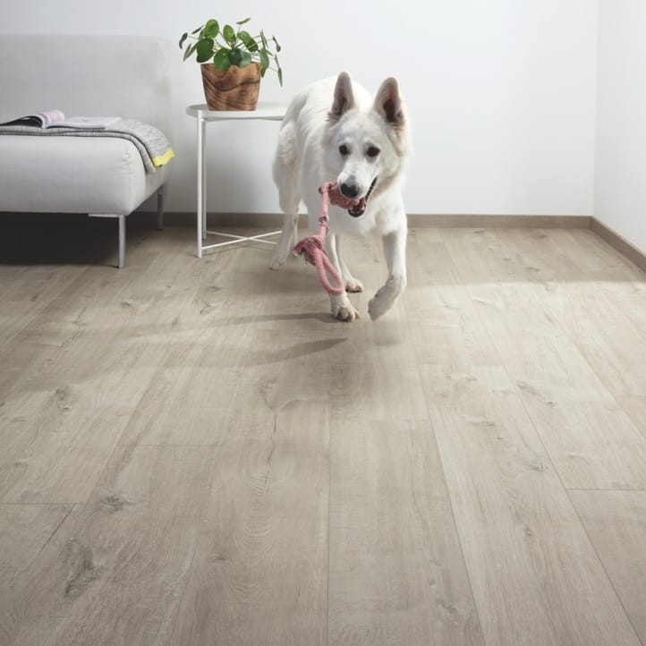 View of Cotton Oak Warm Grey PUCL40105 luxury vinyl tile by Quick-Step Livyn