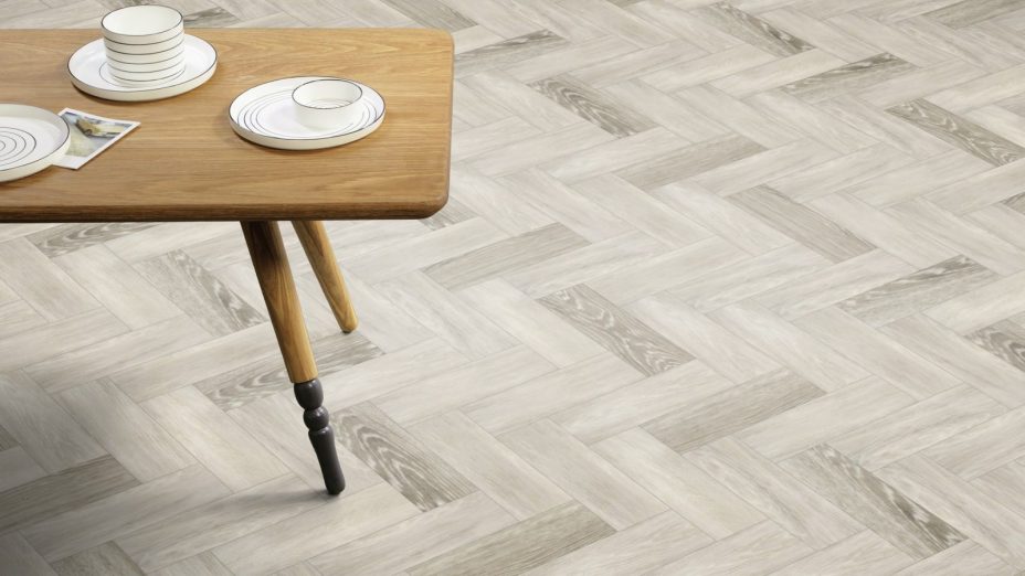 The Parquet Small design of Limed Grey Wood luxury vinyl tile by Amtico