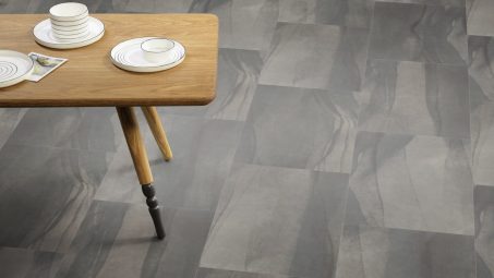 The Broken Bond design of Umbra Dusk luxury vinyl tile by Amtico