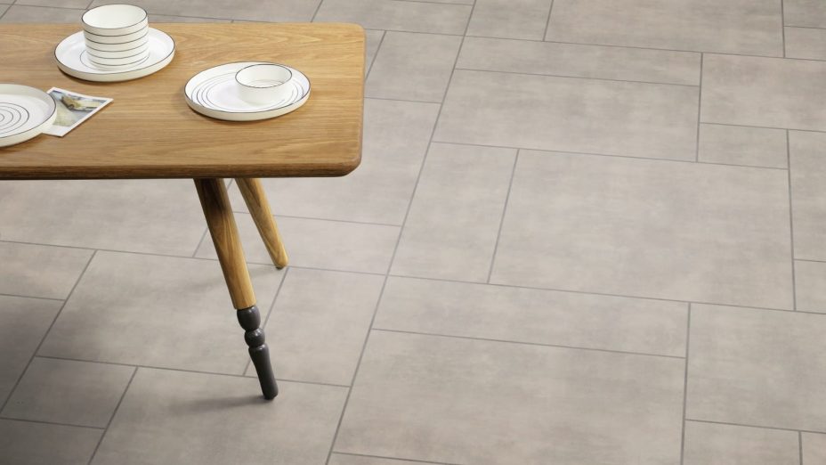 The Large Flagstone design of Stucco Putty luxury vinyl tile by Amtico