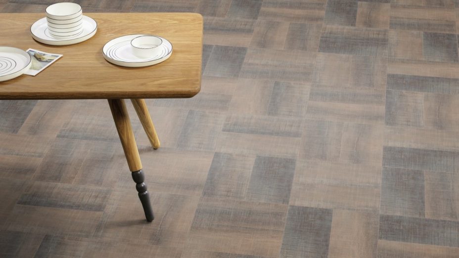 The Block Parquet design of Dockland Oak luxury vinyl tile by Amtico