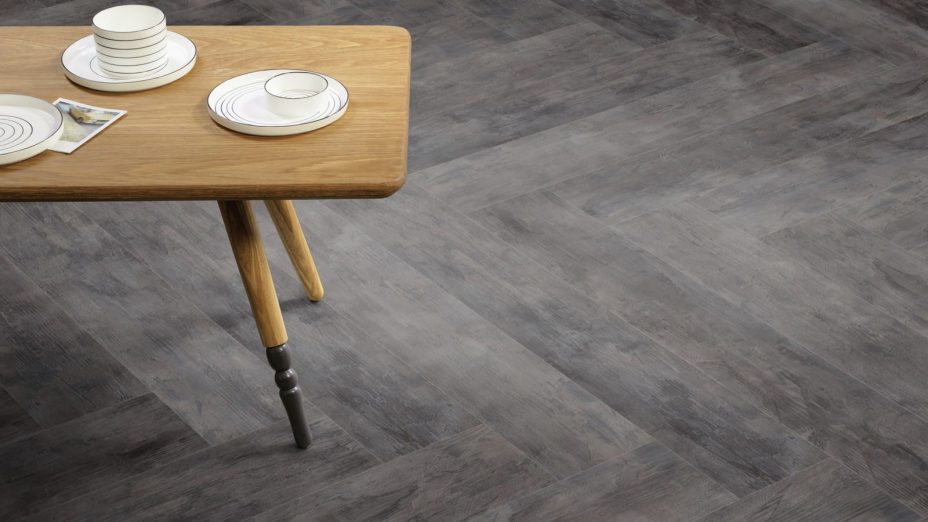 The Herringbone Plank design of Trace Raku luxury vinyl tile by Amtico