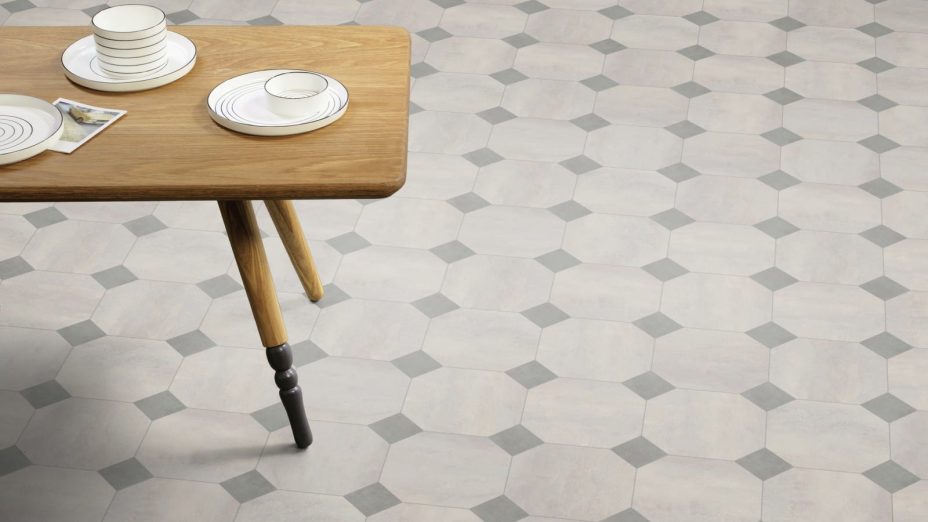 The Key Stone Mini design of Tempus Soothe luxury vinyl tile by Amtico
