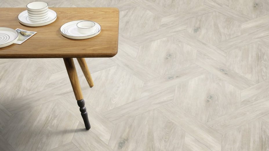 The Castel Weave design of White Wash Wood luxury vinyl tile by Amtico