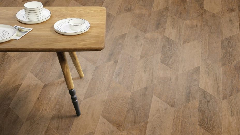 The Arrow 3 design of Brushed Oak luxury vinyl tile by Amtico