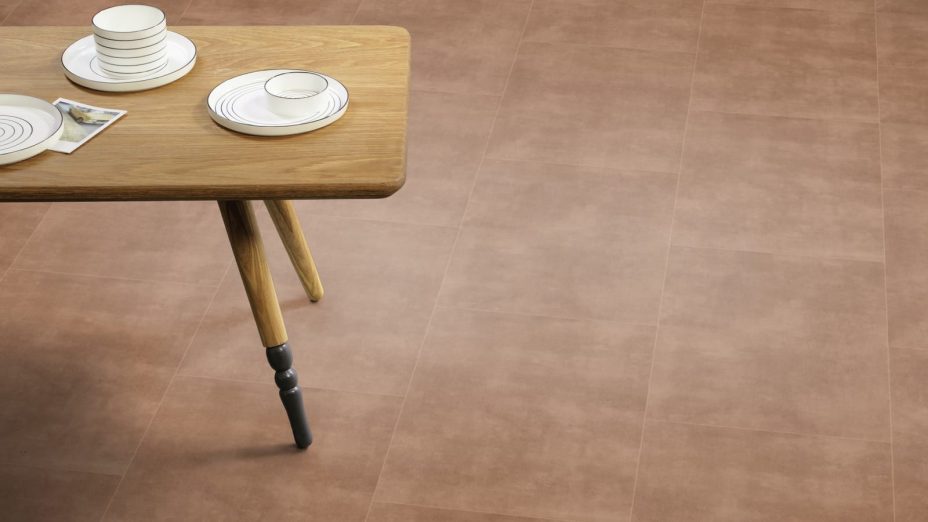 The Broken Bond design of Stucco Clay luxury vinyl tile by Amtico