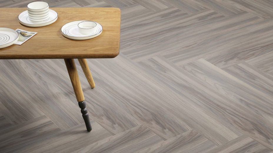 The Herringbone Plank design of Pearl Wash Wood luxury vinyl tile by Amtico