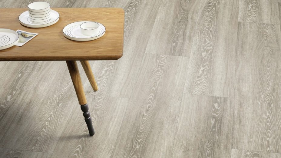 The Stripwood Xtra design of Limed Grey Wood luxury vinyl tile by Amtico