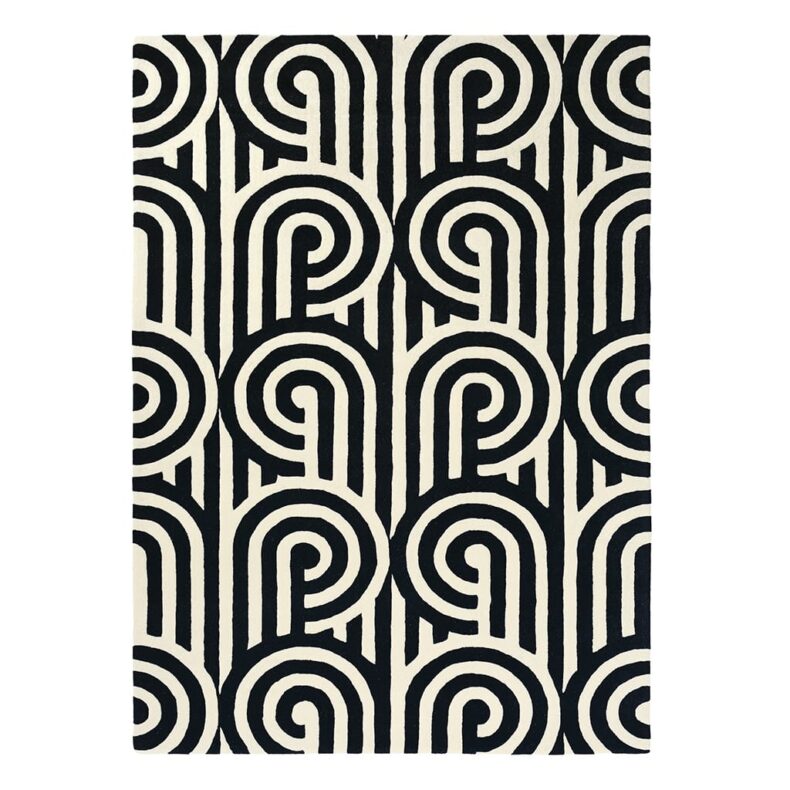 Turnabouts Black 39205 rug by Florence Broadhurst